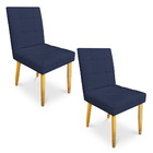 Kit 02 Cadeiras De Jantar Bia Suede Azul Marinho Pés Palito C