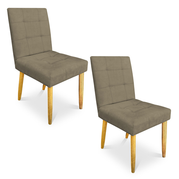 Kit 02 Cadeiras De Jantar Bia Suede Marrom Rato Pés Palito Ca