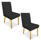Kit 02 Cadeiras De Jantar Bia Suede Preto Pés Palito Castanho