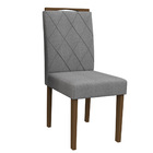 Kit 02 Cadeiras De Jantar Cecília Linho Cinza Ln02 Pés Amêndo