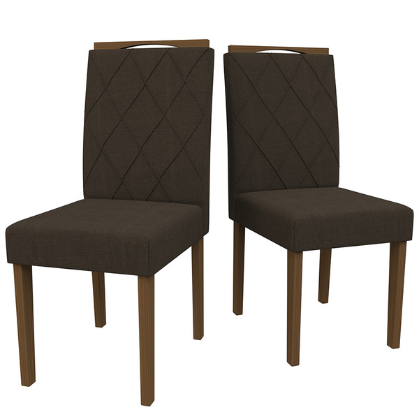 Kit 02 Cadeiras De Jantar Cecília Veludo Café Lo02 Pés Amêndo