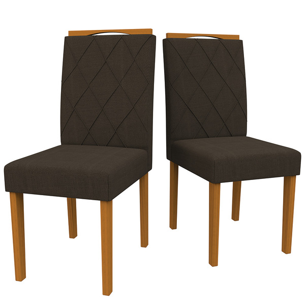 Kit 02 Cadeiras De Jantar Cecília Veludo Café Lo02 Pés Ypê -