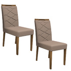 Kit 02 Cadeiras De Jantar Lais Camurça Marrom Lux Pés Imbuia