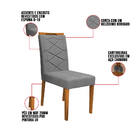 Kit 02 Cadeiras De Jantar Lais Linho Cinza Ln02 Pés Ypê - D'r
