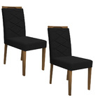 Kit 02 Cadeiras De Jantar Lais Veludo Preto Vl07 Pés Imbuia -