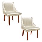 Kit 02 Cadeiras De Jantar Liz Acetinado Bege Pés Palito Casta