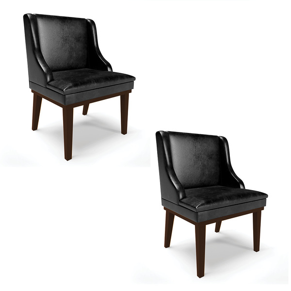 Kit 02 Cadeiras De Jantar Liz Corano Base Fixa Madeira Tabaco