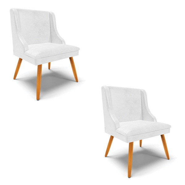 Kit 02 Cadeiras De Jantar Liz Corano Branco Pés Palito Castan