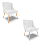 Kit 02 Cadeiras De Jantar Liz Corano Branco Pés Palito Natura