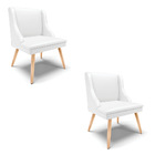 Kit 02 Cadeiras De Jantar Liz Corino Branco Pés Palito Natura