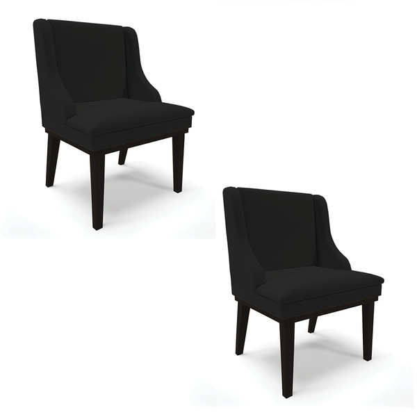 Kit 02 Cadeiras De Jantar Liz Linho Base Fixa Madeira Preto D