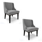 Kit 02 Cadeiras De Jantar Liz Linho Base Fixa Madeira Preto D