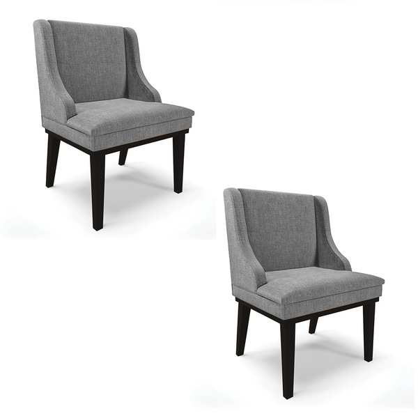 Kit 02 Cadeiras De Jantar Liz Linho Base Fixa Madeira Preto D