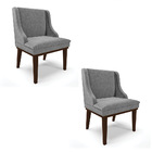 Kit 02 Cadeiras De Jantar Liz Linho Grafite A26 Base Fixa Mad