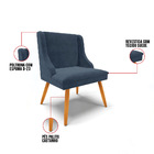 Kit 02 Cadeiras De Jantar Liz Suede Azul Marinho Pés Palito C
