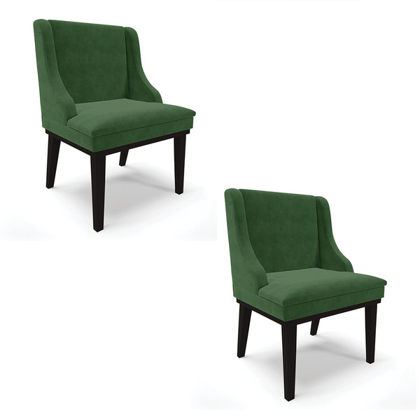 Kit 02 Cadeiras De Jantar Liz Suede Base Fixa Madeira Preto D