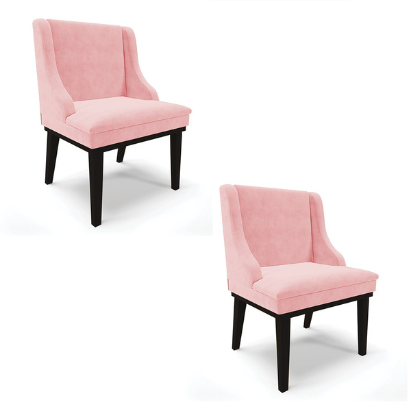 Kit 02 Cadeiras De Jantar Liz Suede Base Fixa Madeira Preto D