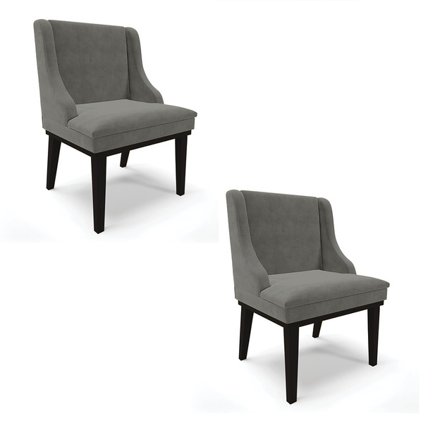 Kit 02 Cadeiras De Jantar Liz Suede Base Fixa Madeira Preto D