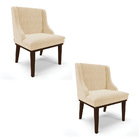 Kit 02 Cadeiras De Jantar Liz Suede Base Fixa Madeira Tabaco