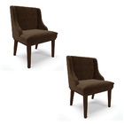 Kit 02 Cadeiras De Jantar Liz Suede Base Fixa Madeira Tabaco