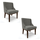 Kit 02 Cadeiras De Jantar Liz Suede Base Fixa Madeira Tabaco