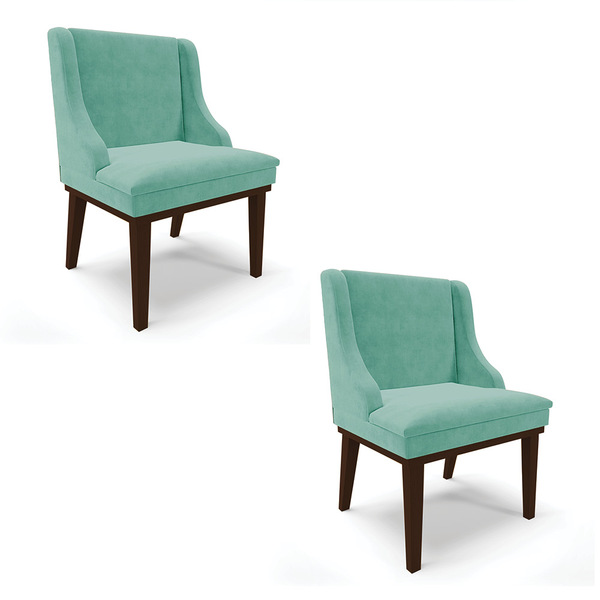 Kit 02 Cadeiras De Jantar Liz Suede Base Fixa Madeira Tabaco