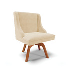 Kit 02 Cadeiras De Jantar Liz Suede Bege Base Madeira Mm35 D0