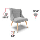 Kit 02 Cadeiras De Jantar Liz Suede Cinza Pés Palito Natural