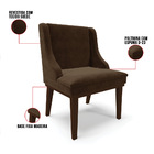 Kit 02 Cadeiras De Jantar Liz Suede Marrom Base Fixa Madeira