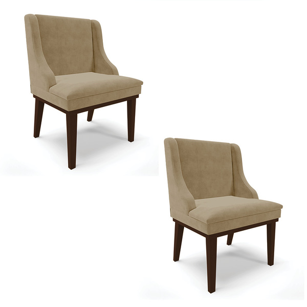 Kit 02 Cadeiras De Jantar Liz Suede Marrom Rato Base Fixa Mad