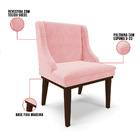 Kit 02 Cadeiras De Jantar Liz Suede Rosa Bebê Base Fixa Madei