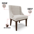 Kit 02 Cadeiras De Jantar Liz Veludo Cinza Base Fixa Madeira