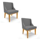 Kit 02 Cadeiras De Jantar Liz Veludo Luxo Base Fixa Madeira C