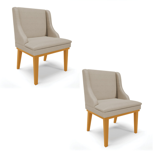 Kit 02 Cadeiras De Jantar Liz Veludo Luxo Base Fixa Madeira C