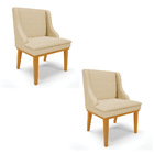 Kit 02 Cadeiras De Jantar Liz Veludo Luxo Off White A129 Base