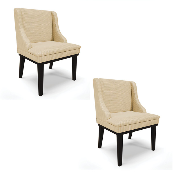 Kit 02 Cadeiras De Jantar Liz Veludo Luxo Off White A129 Base