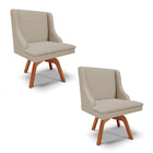 Kit 02 Cadeiras De Jantar Liz Veludo Prata A130 Base Giratóri