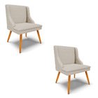 Kit 02 Cadeiras De Jantar Liz Veludo Prata Luxo A129 Pés Pali