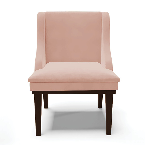 Kit 02 Cadeiras De Jantar Liz Veludo Rosê Base Fixa Madeira T