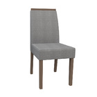 Kit 02 Cadeiras De Jantar Mayte Linho Cinza Ln02 Pés Imbuia -