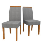 Kit 02 Cadeiras De Jantar Mayte Linho Cinza Ln02 Pés Ypê - D'