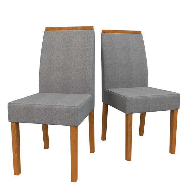 Kit 02 Cadeiras De Jantar Mayte Linho Cinza Ln02 Pés Ypê - D'