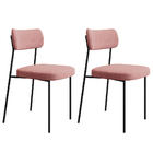Kit 02 Cadeiras De Jantar Nile Veludo Rosa Base De Ferro Pret