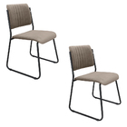Kit 02 Cadeiras De Jantar Patty Veludo Cappuccino Base De Fer