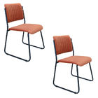Kit 02 Cadeiras De Jantar Patty Veludo Terracota Base De Ferr