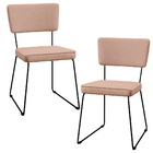 Kit 02 Cadeiras Decorativa Estofada Para Sala De Jantar Base