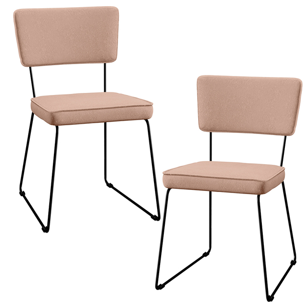 Kit 02 Cadeiras Decorativa Estofada Para Sala De Jantar Base