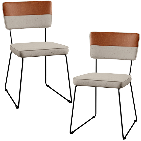 Kit 02 Cadeiras Decorativas Allana L02 Faixa Couríssimo Camel