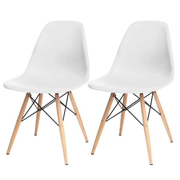 Kit 02 Cadeiras Decorativas Eiffel Charles Eames F03 Branco C