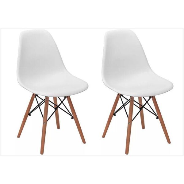 Kit 02 Cadeiras Eiffel Charles Eames Em Abs Branca Com Base D